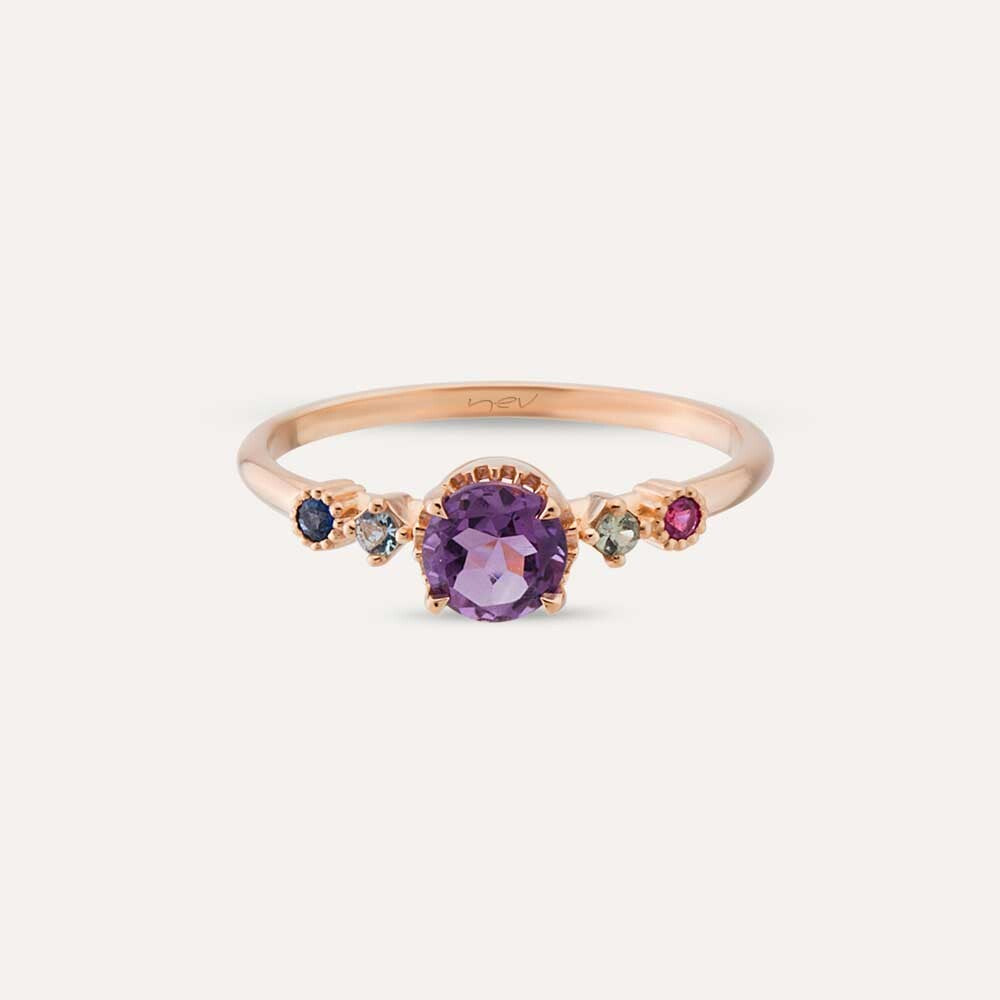 0.63 CT Ametist, Aquamarin, Safir ve Yakut Taşlı Yüzük