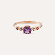 0.63 CT Ametist, Aquamarin, Safir ve Yakut Taşlı Yüzük