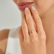 0.64 CT Multicolor Safir Taşlı Sarı Altın Yüzük