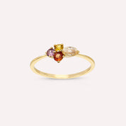 0.64 CT Multicolor Safir Taşlı Sarı Altın Yüzük