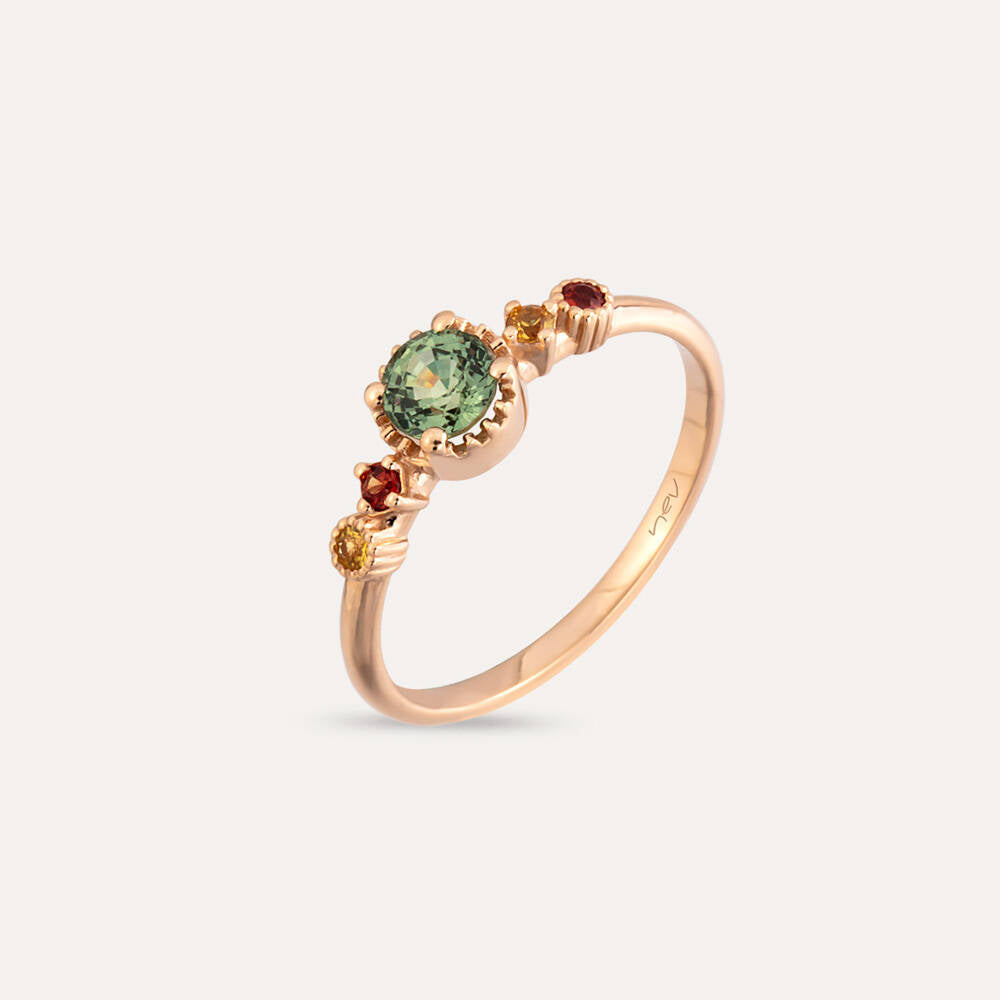 0.65 CT Multicolor Safir Taşlı Rose Altın Yüzük