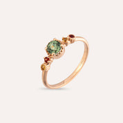 0.65 CT Multicolor Safir Taşlı Rose Altın Yüzük