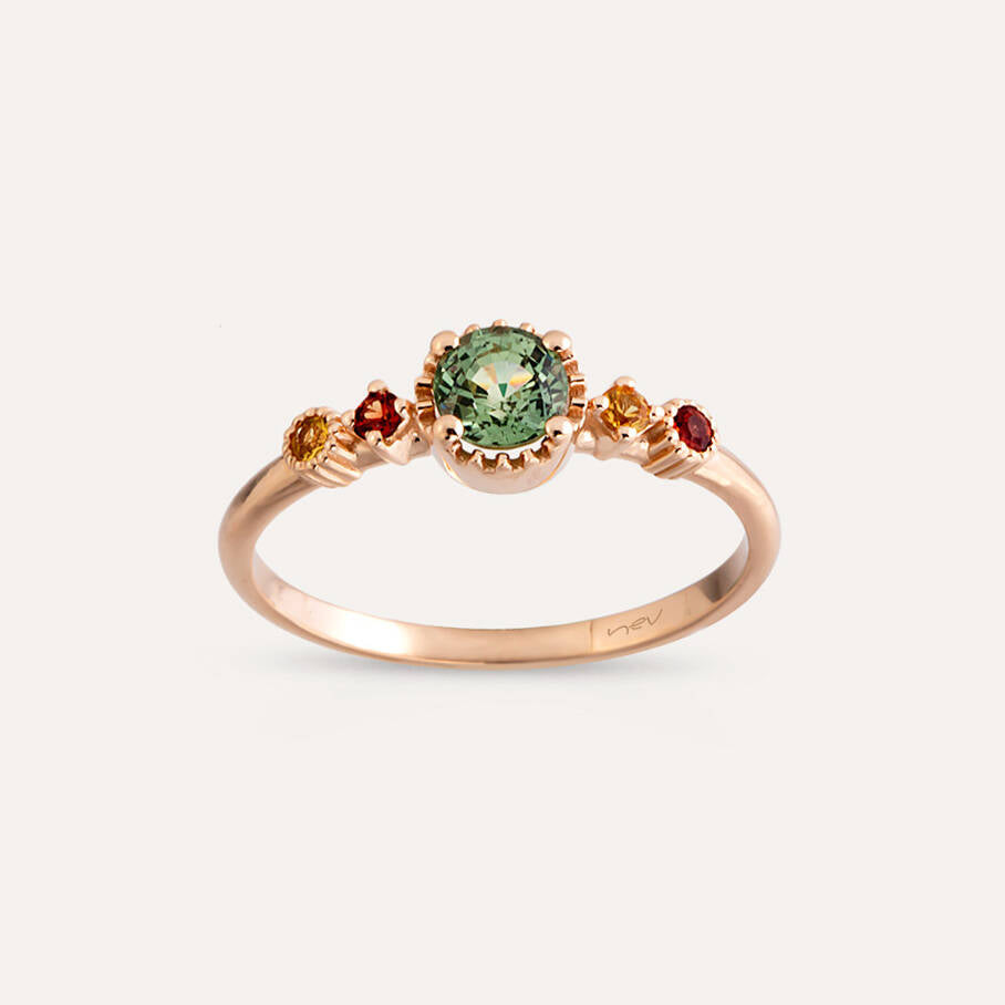 0.65 CT Multicolor Safir Taşlı Rose Altın Yüzük