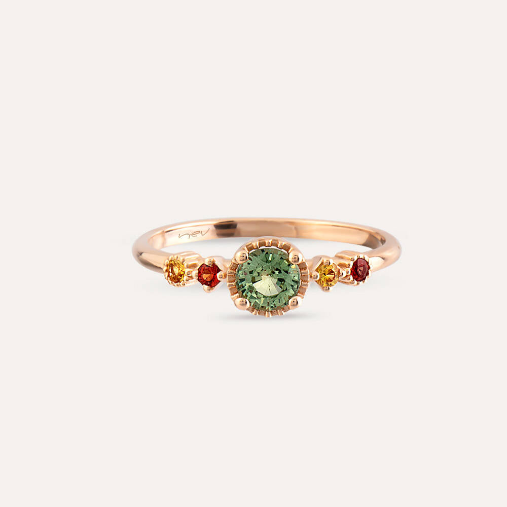 0.65 CT Multicolor Safir Taşlı Rose Altın Yüzük