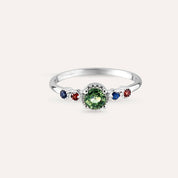0.67 CT Multicolor Safir Taşlı Beyaz Altın Yüzük