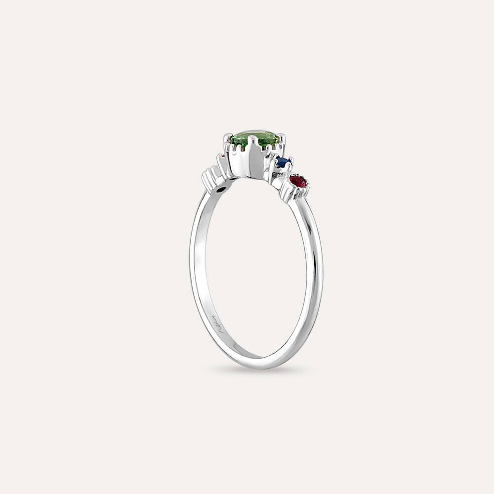 0.67 CT Multicolor Safir Taşlı Beyaz Altın Yüzük