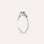 0.67 CT Multicolor Safir Taşlı Beyaz Altın Yüzük