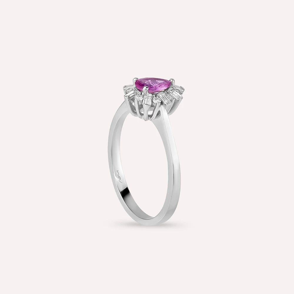 0.68 CT Pink Safir ve Baget Pırlanta Taşlı Anturaj Yüzük