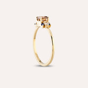 0.69 CT Multicolor Safir ve Brown Pırlanta Taşlı Sarı Altın Yüzük
