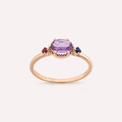 0.70 CT Multicolor Safir Taşlı Rose Altın Yüzük