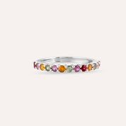 0.71 CT Multicolor Safir Taşlı Yarımtur Beyaz Altın Yüzük