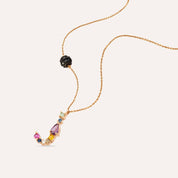 0.75 CT Brown Pırlanta ve Multicolor Safir Taşlı J Harf Kolye
