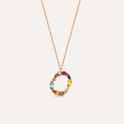 0.76 CT Brown Pırlanta ve Multicolor Safir Taşlı O Harf Kolye