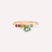 Zoya 0.78 CT Multicolor Safir ve Pırlanta Taşlı Rose Altın Yüzük