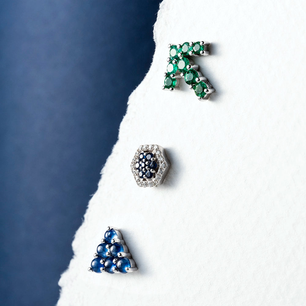 0.78 CT Safir Taşlı Beyaz Altın Tek Küpe