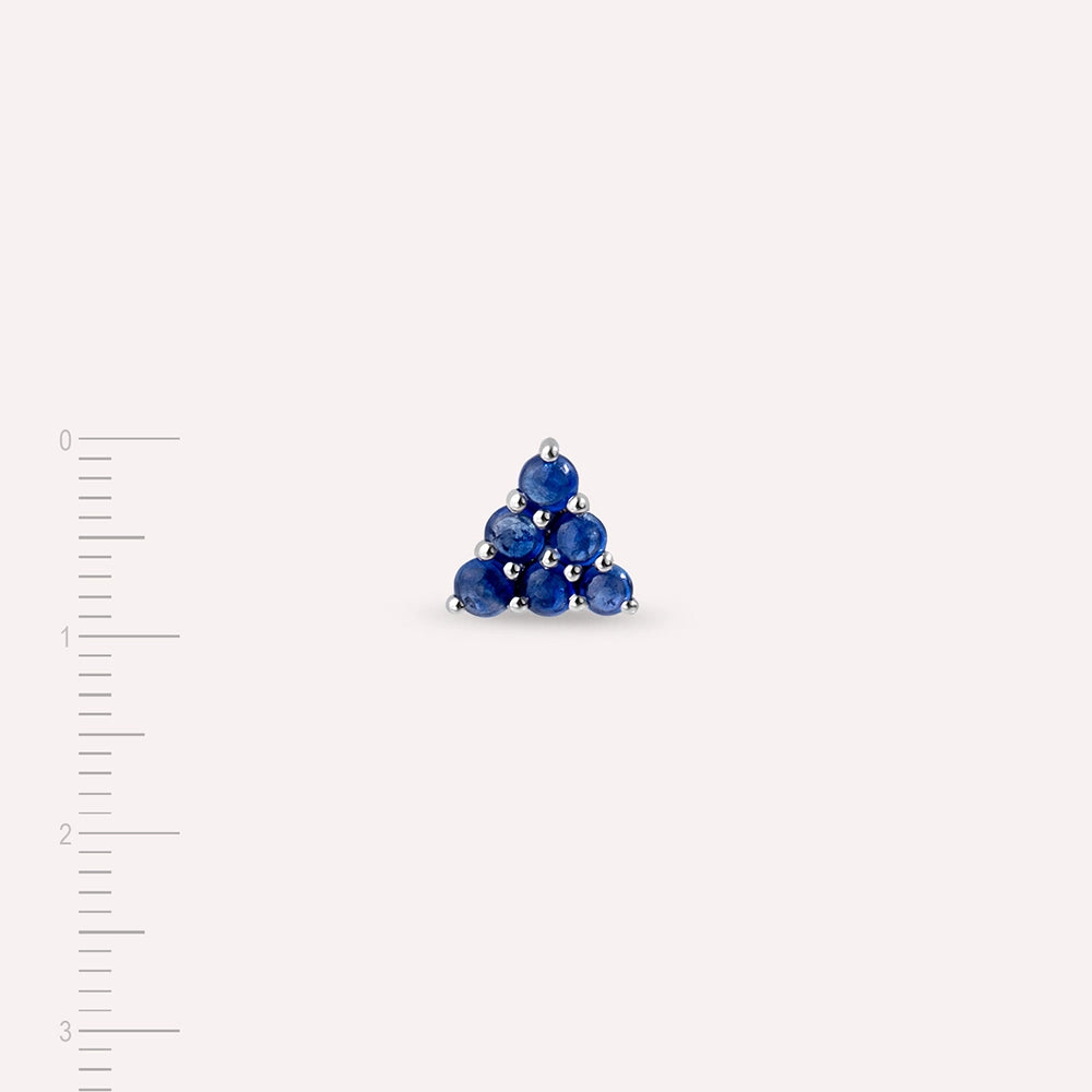 0.78 CT Safir Taşlı Beyaz Altın Tek Küpe