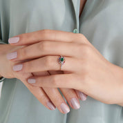 0.79 CT Zümrüt, Multicolor Safir ve Pırlanta Taşlı Yüzük