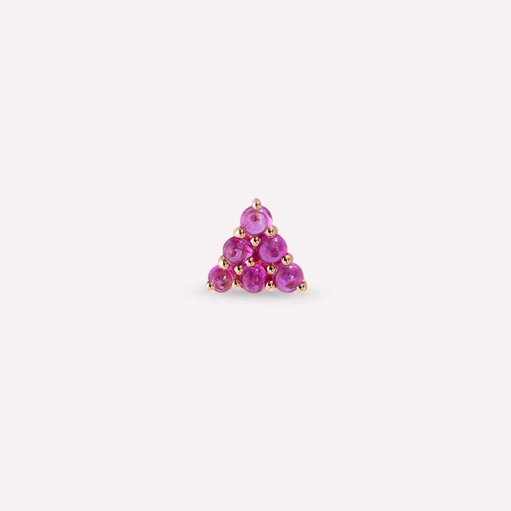 0.84 CT Yakut Taşlı Rose Altın Tek Küpe - Tufanlar Kuyumculuk