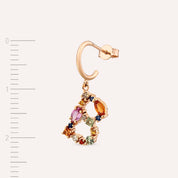 0.85 CT Multicolor Safir ve Brown Pırlanta Taşlı B Harf Tek Küpe