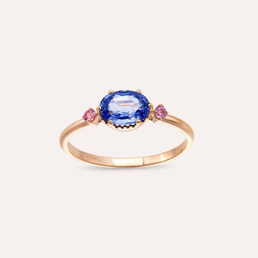 0.89 CT Blue ve Pink Safir Taşlı Rose Altın Yüzük - Tufanlar Kuyumculuk