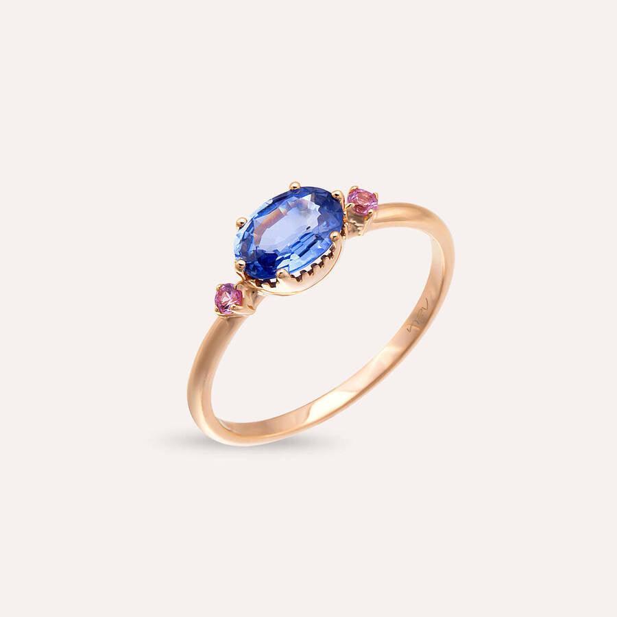 0.89 CT Blue ve Pink Safir Taşlı Rose Altın Yüzük - Tufanlar Kuyumculuk