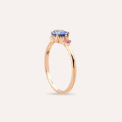 0.89 CT Blue ve Pink Safir Taşlı Rose Altın Yüzük - Tufanlar Kuyumculuk