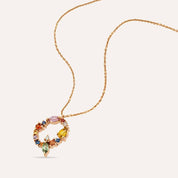 0.94 CT Brown Pırlanta ve Multicolor Safir Taşlı Q Harf Kolye