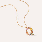 0.94 CT Brown Pırlanta ve Multicolor Safir Taşlı Q Harf Kolye