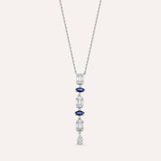 0.94 CT Safir ve Baget Pırlanta Taşlı Beyaz Altın Kolye