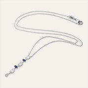 0.94 CT Safir ve Baget Pırlanta Taşlı Beyaz Altın Kolye
