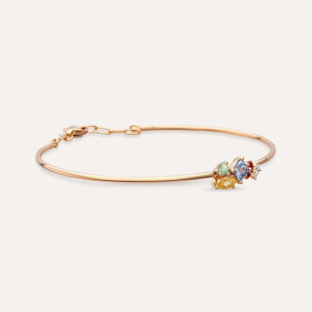 0.96 CT Multicolor Safir Taşlı Rose Altın Bileklik