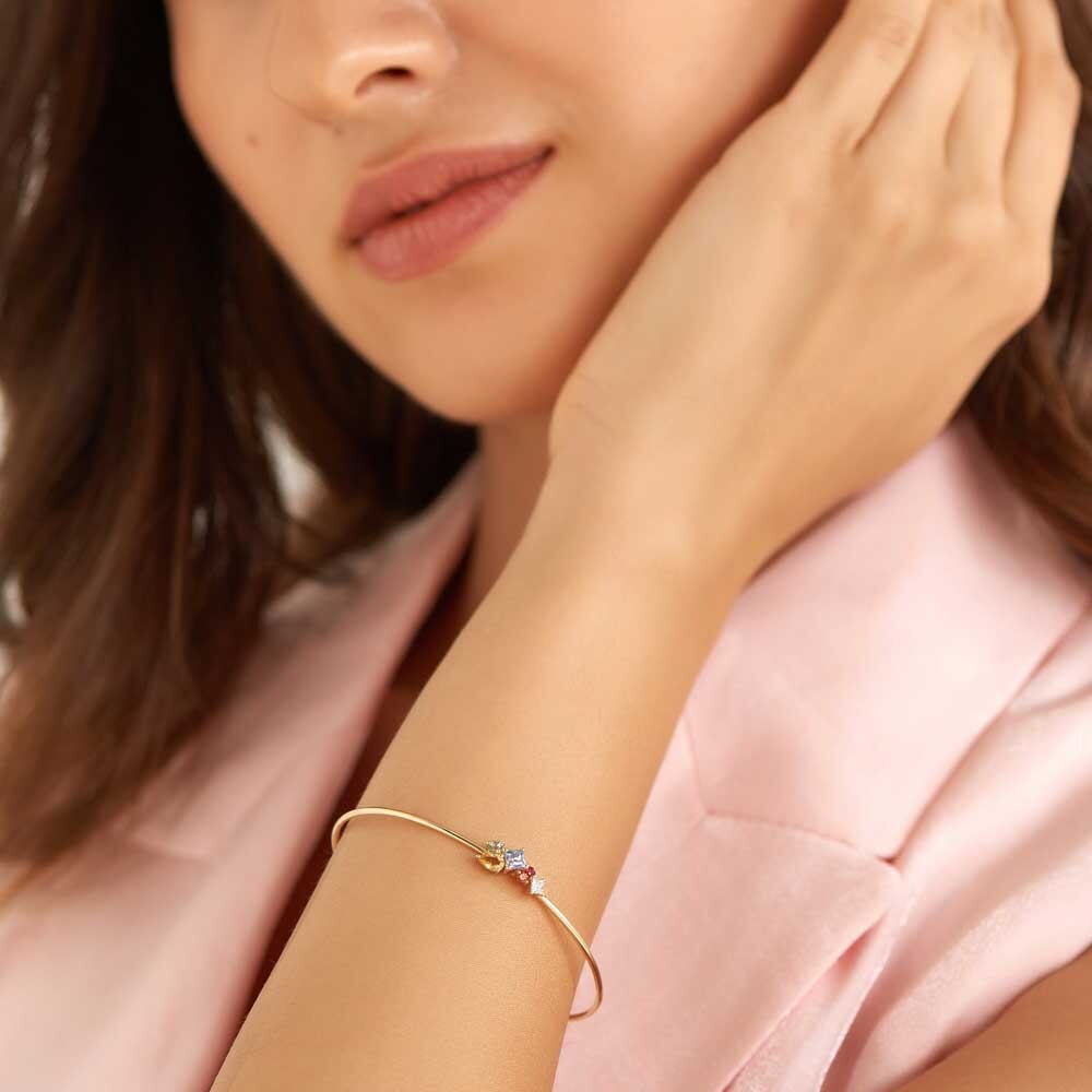 0.96 CT Multicolor Safir ve Pırlanta Taşlı Sarı Altın Bileklik