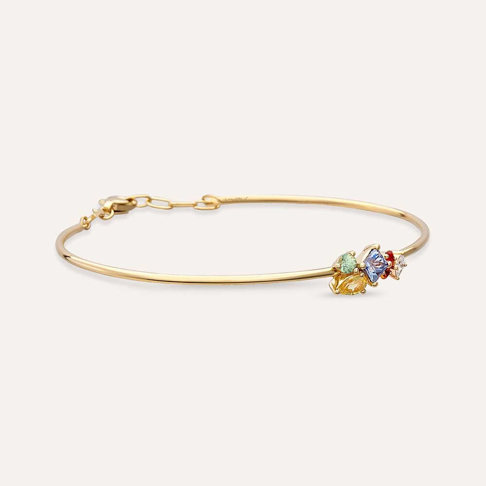 0.96 CT Multicolor Safir ve Pırlanta Taşlı Sarı Altın Bileklik