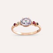 0.99 CT Multicolor Safir Taşlı Rose Altın Yüzük