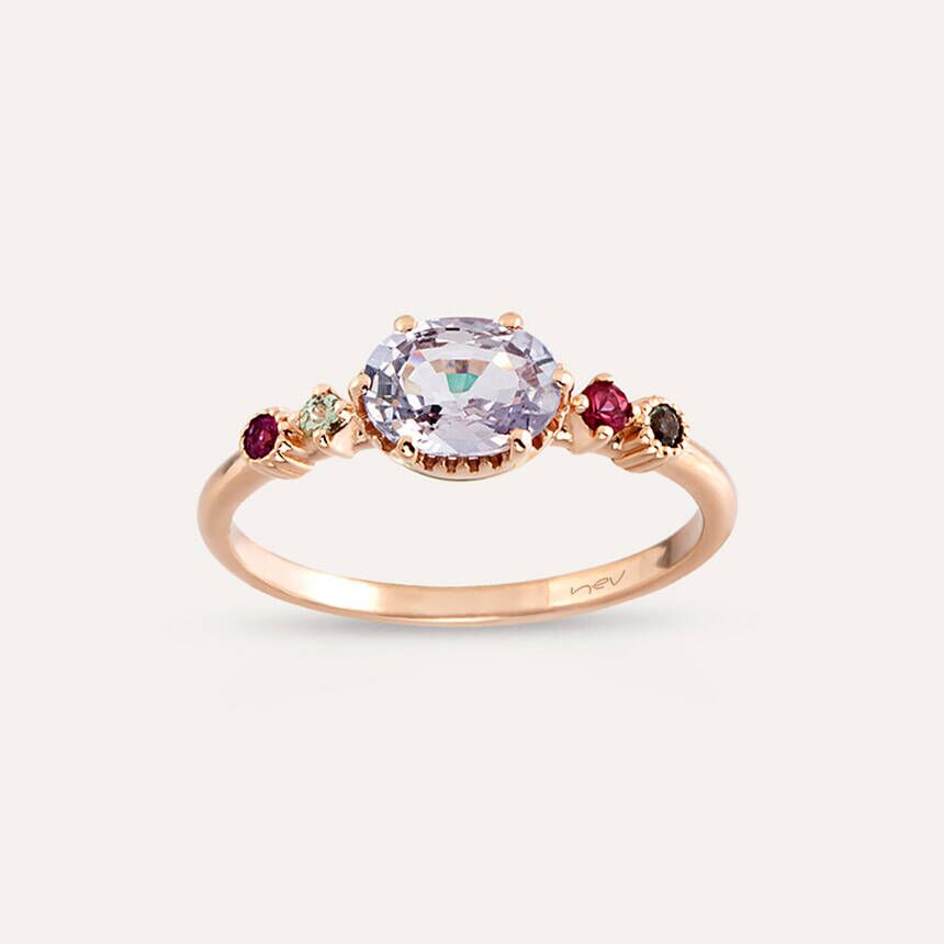 0.99 CT Multicolor Safir Taşlı Rose Altın Yüzük