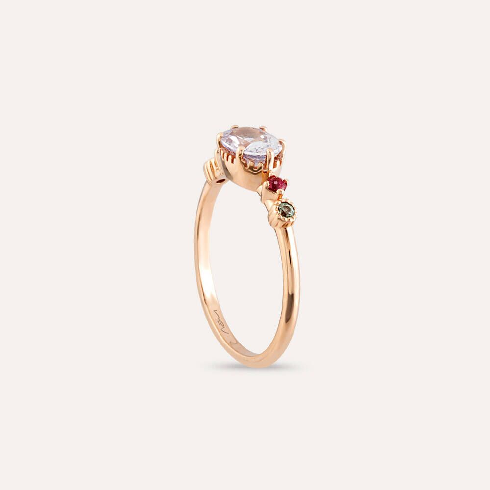 0.99 CT Multicolor Safir Taşlı Rose Altın Yüzük