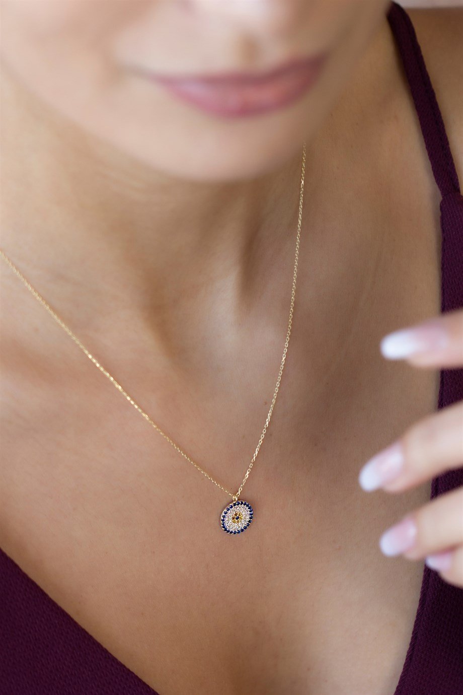 Modern Tasarım Nazar Altın Kolye