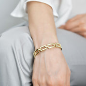 14 Ayar Altın Zincir Desenli Kelepçe Bilezik