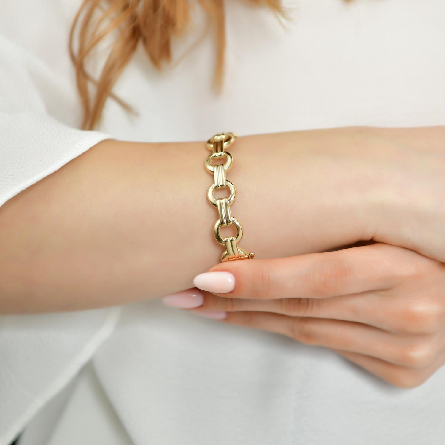 14 Ayar Altın Modern Zincir Kelepçe Bilezik