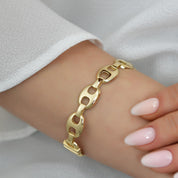 Zincir Motifli 14 Ayar Altın Kelepçe Bilezik