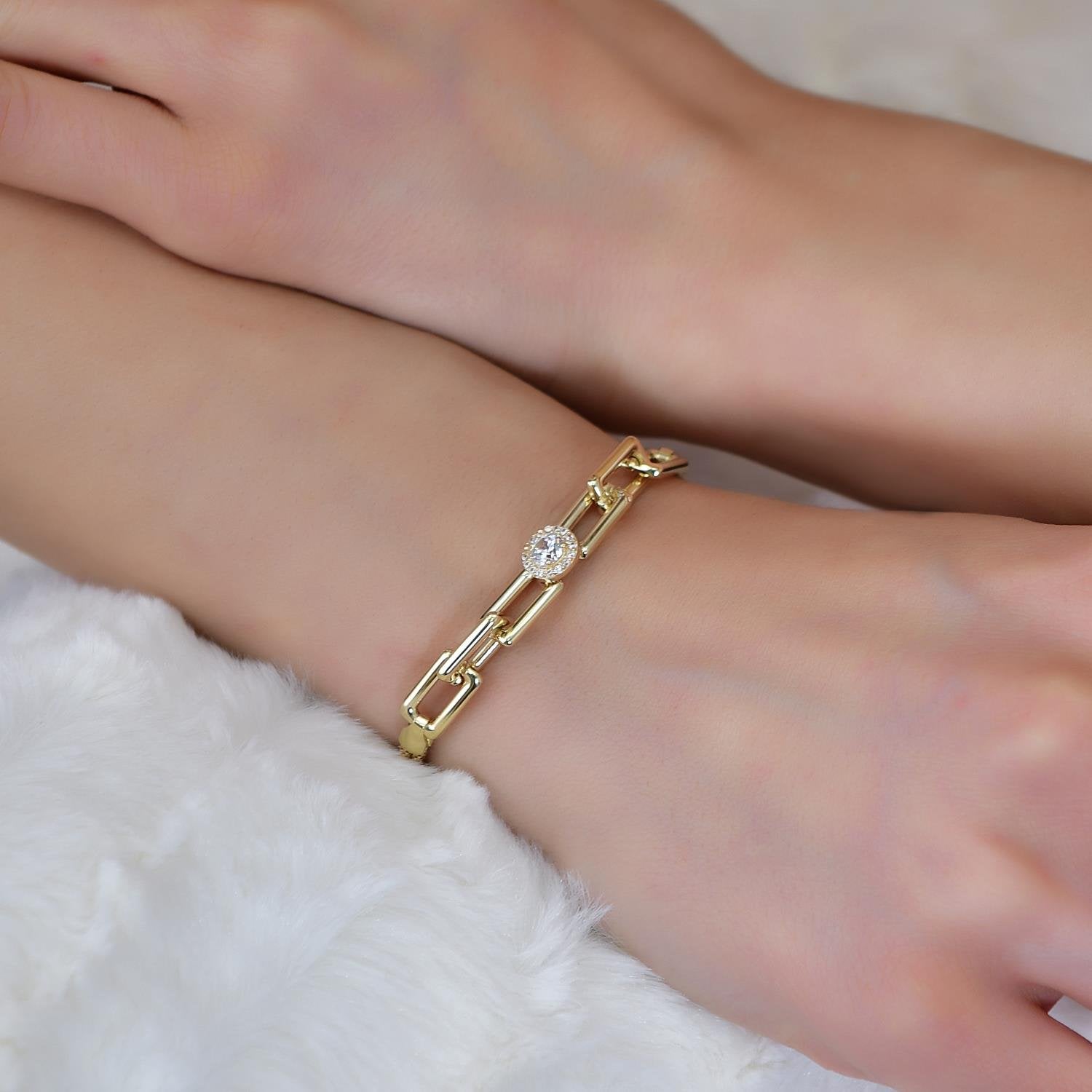 Şık Baget Model Altın Zincir Bileklik