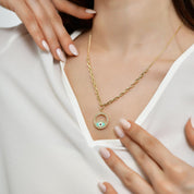 14 Ayar Altın Mineli Nazar Göz Kolye