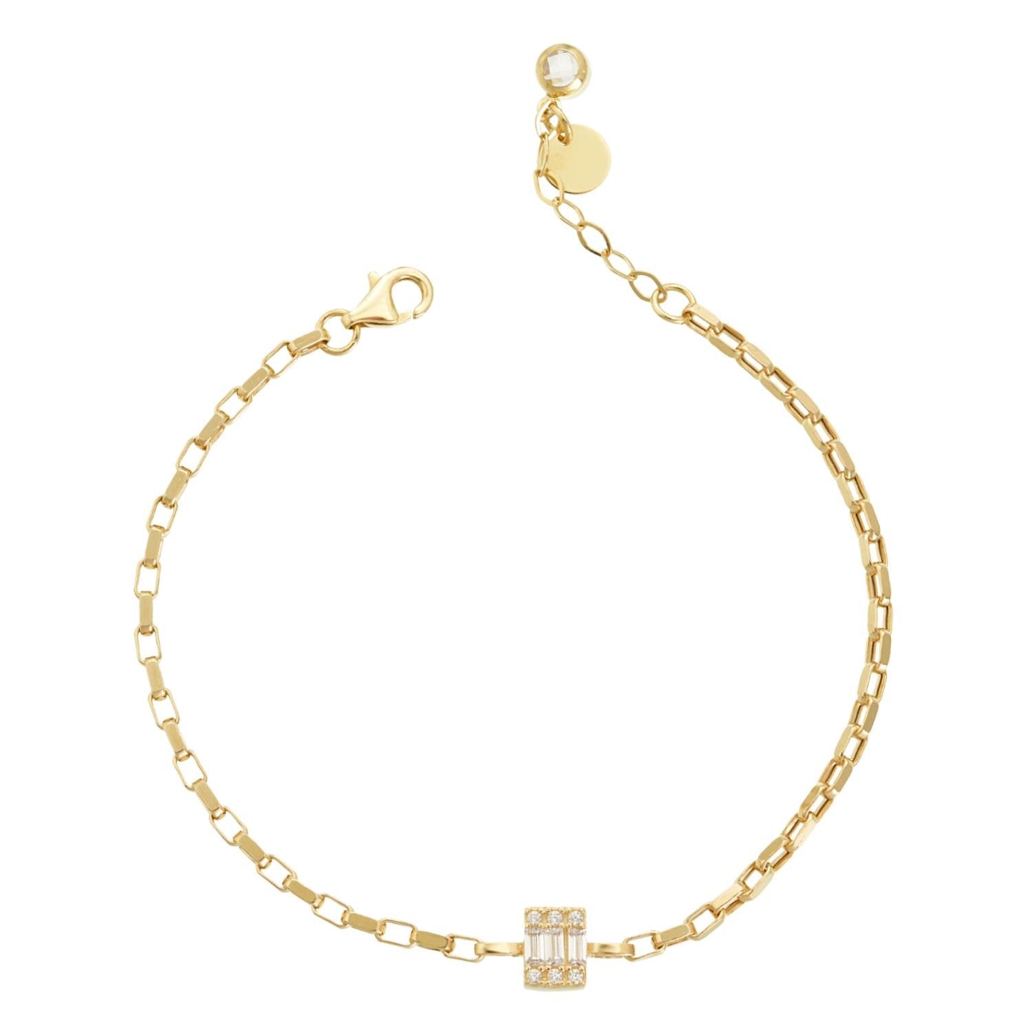 14 Ayar Altın 3 Taşlı Baget Kadın Bileklik