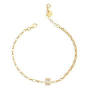 14 Ayar Altın 3 Taşlı Baget Kadın Bileklik