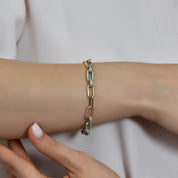 14 Ayar Altın Mineli Taşlı Zincir Bileklik