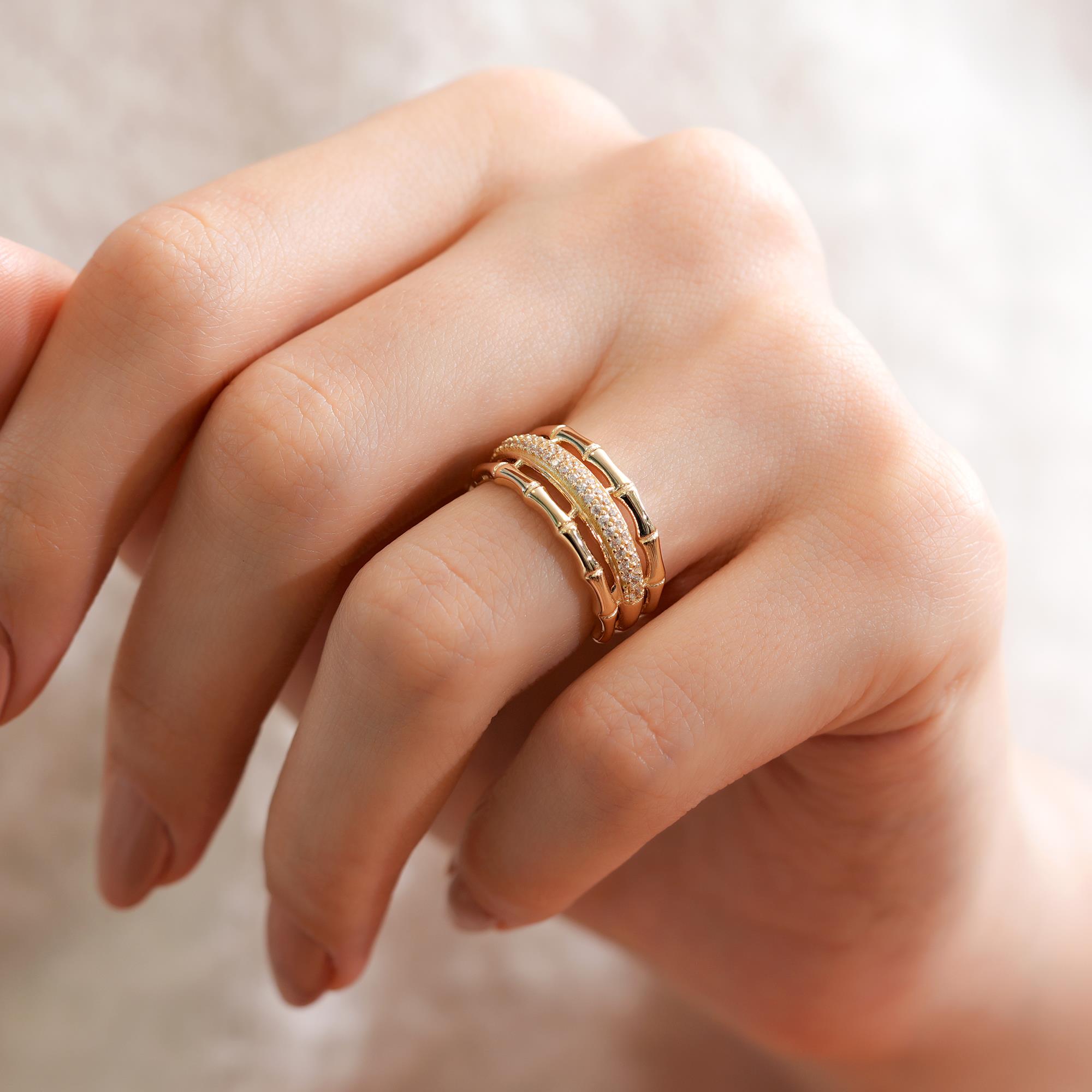 Zarif Tasarım Tamtur Altın Yüzük 14 Ayar