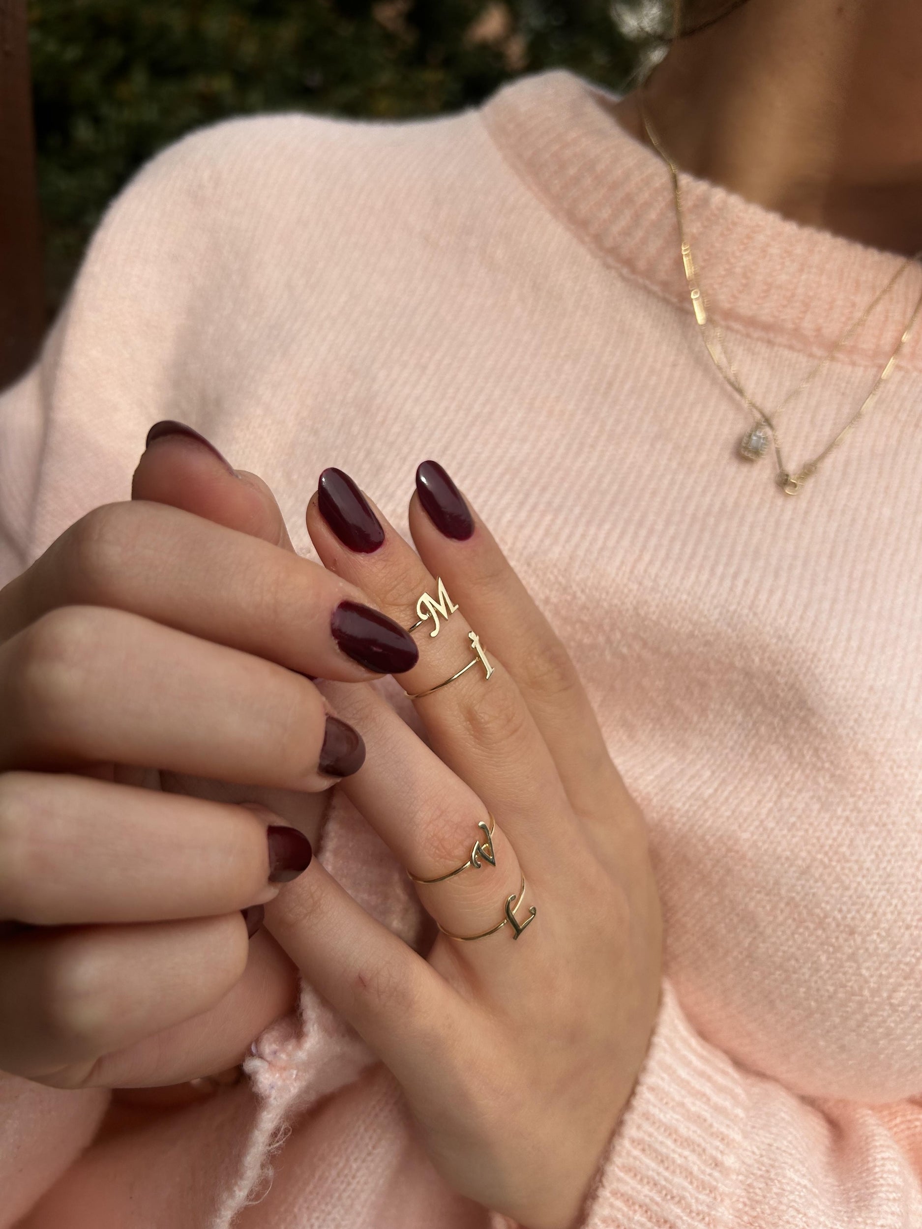 14 Ayar İnce İtalik Harf Yüzük