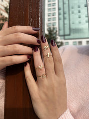 14 Ayar İnce İtalik Harf Yüzük