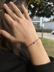 Altın Küçük Toplu Kırmızı Ipli Bileklik