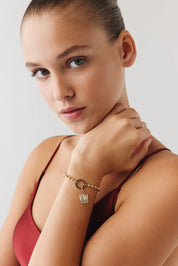 Top Zincir Pembe Lotus Charm Bileklik